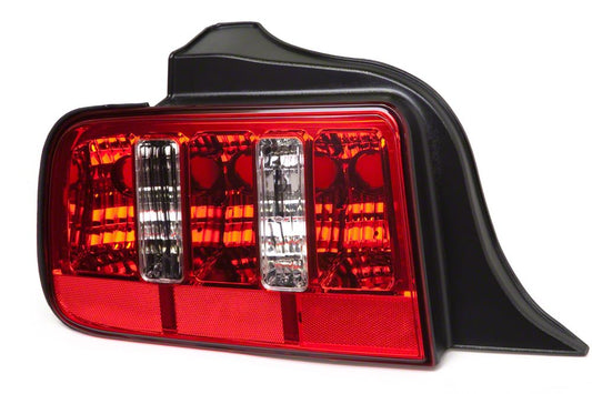 Raxiom Coyote Tail Lights and Sequential Tail Light Kit; Chrome Housing; Red/Clear Lens (05-09 Mustang)