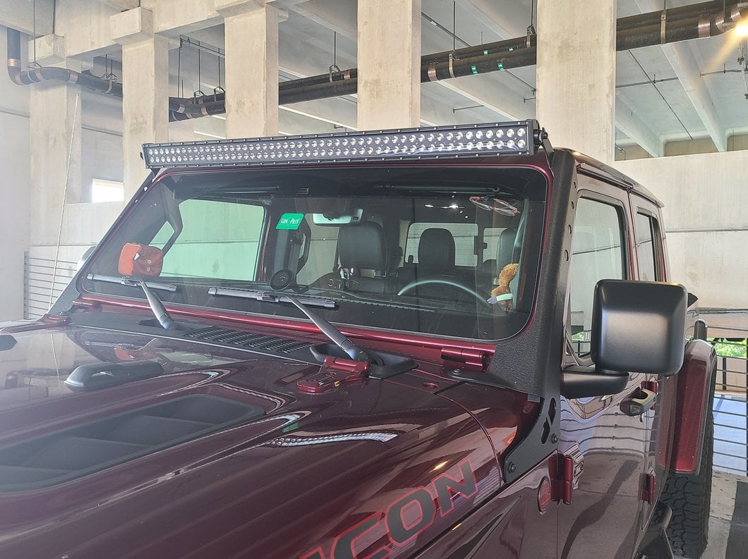 Raxiom 52-Inch Dual Row LED Light Bar with Windshield Mounting Brackets (20-25 Jeep Gladiator JT, Excluding Mojave)