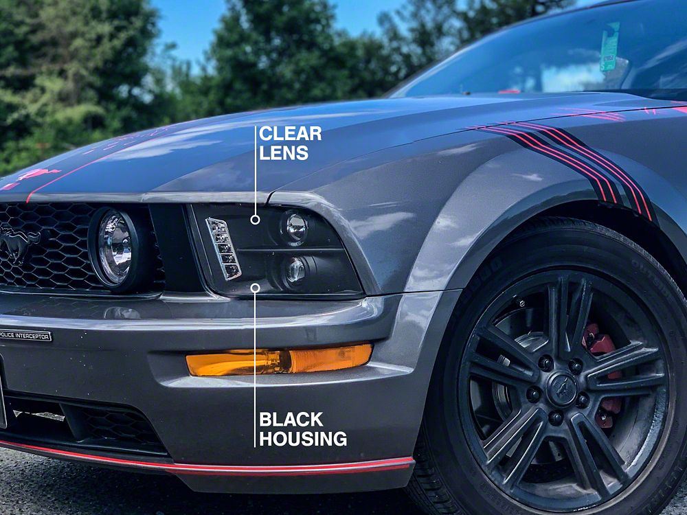 Raxiom LED Halo Projector Headlights; Black Housing; Clear Lens (05-09 Mustang w/ Factory Halogen Headlights, Excluding GT500)