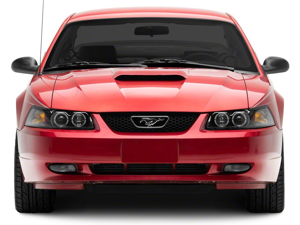 Raxiom Dual LED Halo Projector Headlights; Black Housing; Clear Lens (99-04 Mustang)