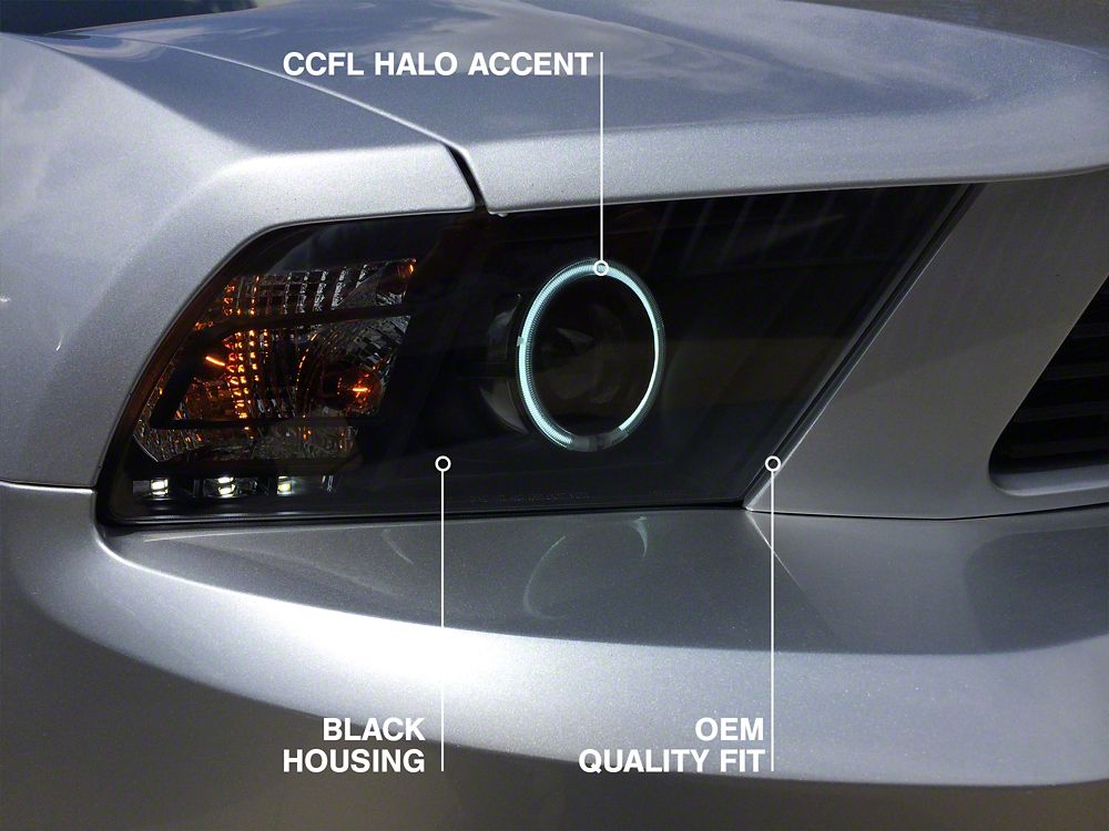 Raxiom CCFL Halo Projector Headlights; Black Housing; Clear Lens (10-12 Mustang w/ Factory Halogen Headlights)