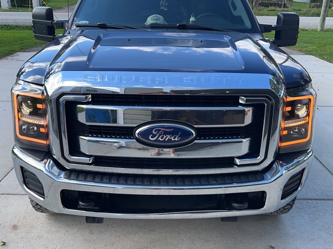 Raxiom LED Projector Headlights with Switchback Turn Signals; Black Housing; Clear Lens (11-16 F-250 Super Duty)