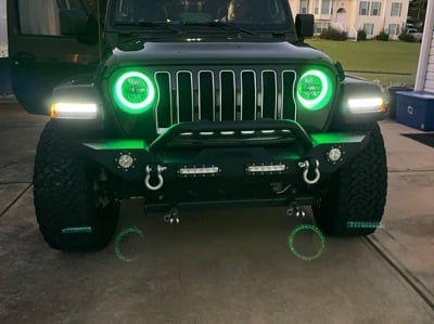 Raxiom Axial Series 9-Inch LED Headlights with RGB Halo; Black Housing; Clear Lens (18-25 Jeep Wrangler JL)