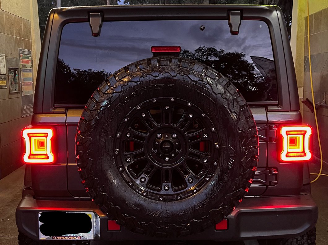 Raxiom Horizon LED Tail Lights; Black Housing; Red Lens (18-25 Jeep Wrangler JL)