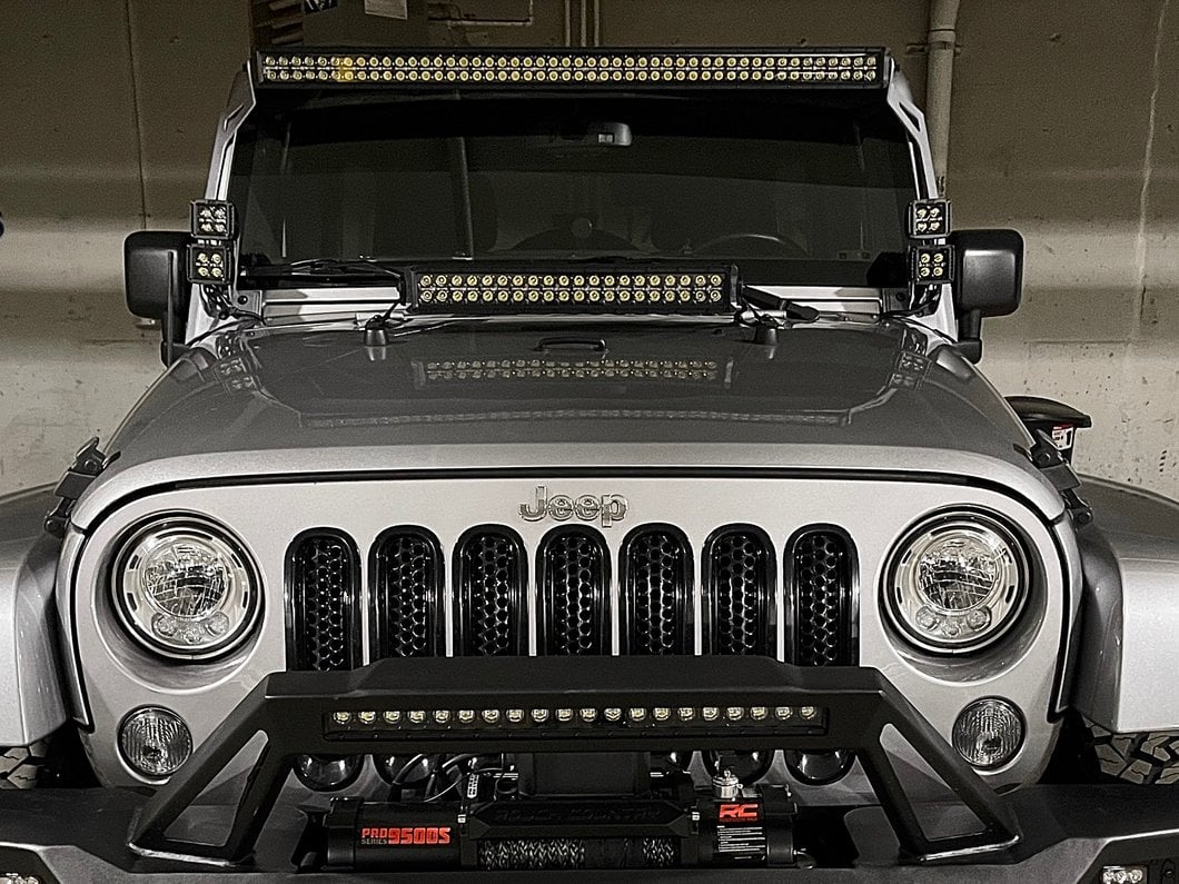 Raxiom Windshield Mounted Dual Light Brackets (07-18 Jeep Wrangler JK)