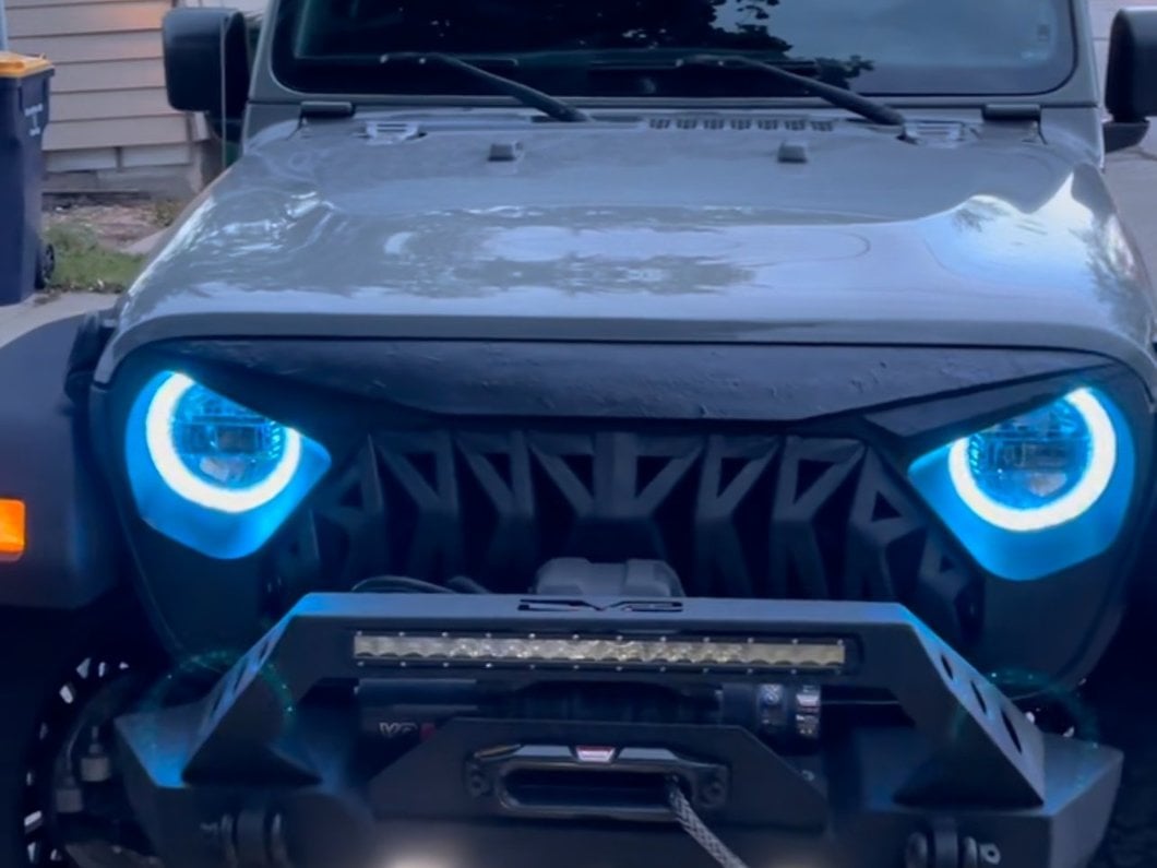 Raxiom Axial Series 9-Inch LED Headlights with RGB Halo; Black Housing; Clear Lens (18-25 Jeep Wrangler JL)