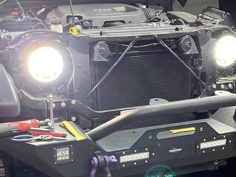 Raxiom Axial Series 7-Inch Spider LED Headlights with Headlight Adapter; Chrome Housing; Clear Lens (18-25 Jeep Wrangler JL)