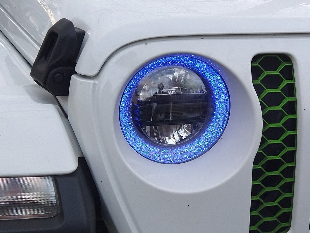 Raxiom Axial Series 9-Inch LED Headlights with RGB Halo; Black Housing; Clear Lens (20-25 Jeep Gladiator JT)