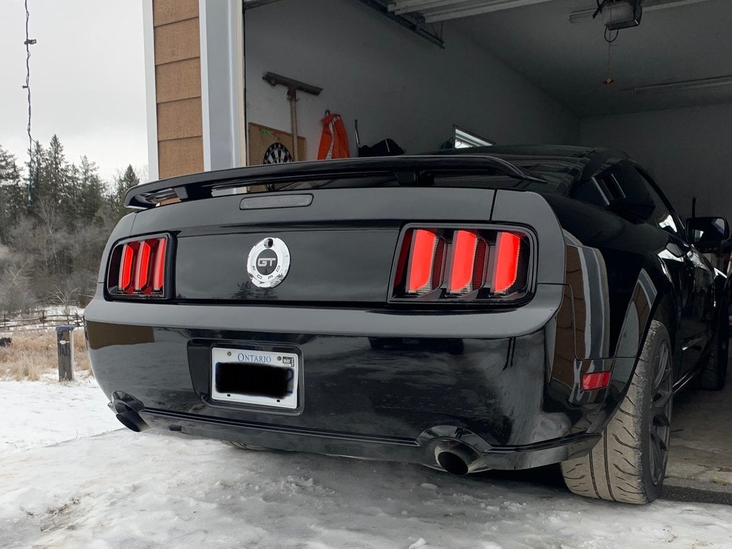 Raxiom Vector V2 LED Tail Lights; Black Housing; Smoked Lens (05-09 Mustang)