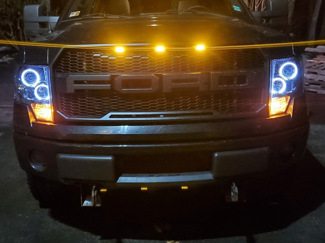 Raxiom Super White LED Halo Projector Headlights; Black Housing; Clear Lens (09-14 F-150 w/ Factory Halogen Headlights)