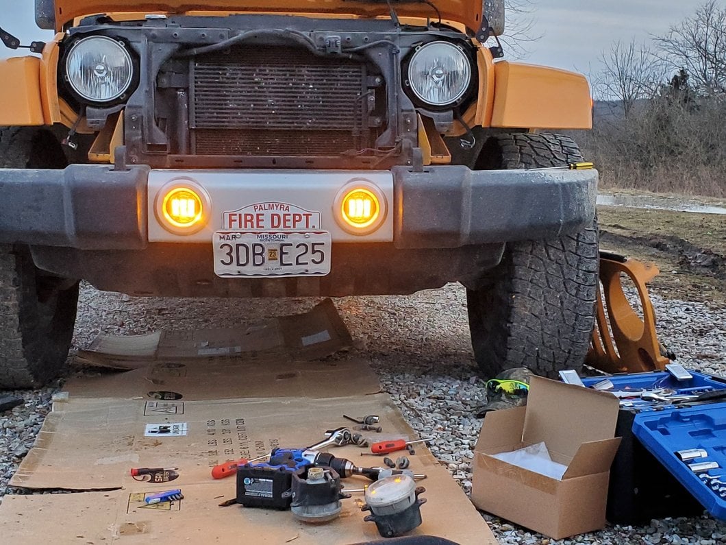 Raxiom 7-Inch LED Headlights; Orange Housing; Clear Lens (07-18 Jeep Wrangler JK)