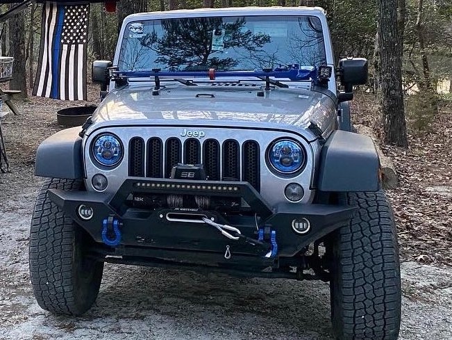 Raxiom 7-Inch LED Headlights; Blue Housing; Clear Lens (07-18 Jeep Wrangler JK)