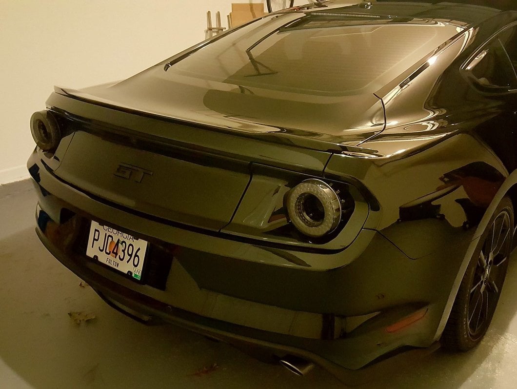 Raxiom Halo LED Tail Lights; Gloss Black Housing; Smoked Lens (15-23 Mustang)