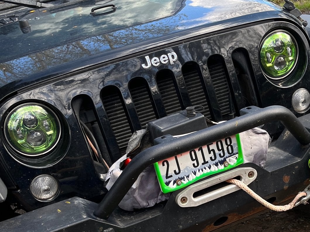 Raxiom 7-Inch LED Headlights; Green Housing; Clear Lens (07-18 Jeep Wrangler JK)