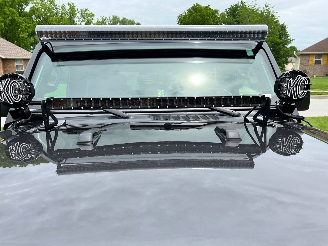 Raxiom Axial Series 30-Inch Single Row LED Light Bar with Hood Mounting Brackets (20-25 Jeep Gladiator JT)