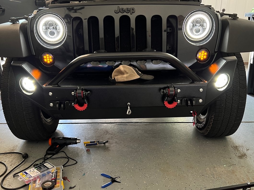 Raxiom Axial Series Nighthawk LED Fog Lights (07-18 Jeep Wrangler JK; 18-25 Jeep Wrangler JL Sahara, Rubicon w/ Plastic Bumper)