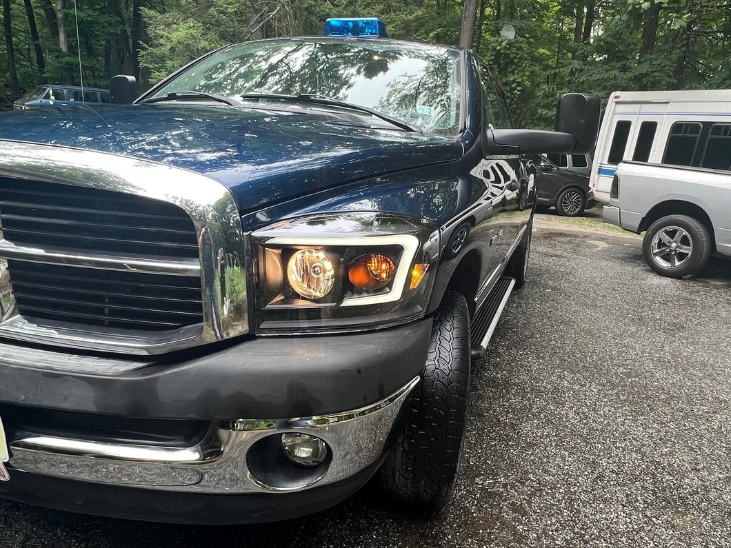 Raxiom Axial Series LED DRL Projector Headlights; Black Housing; Clear Lens (06-08 RAM 1500)