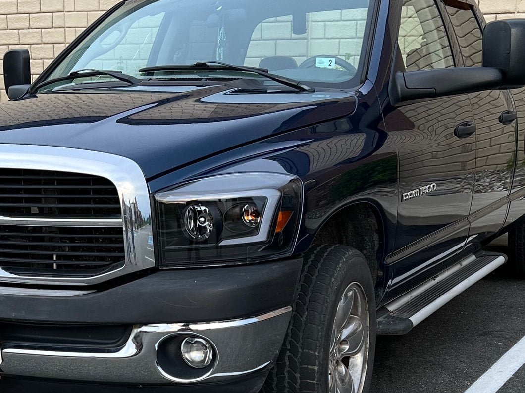 Raxiom Axial Series LED DRL Projector Headlights; Black Housing; Clear Lens (06-08 RAM 1500)