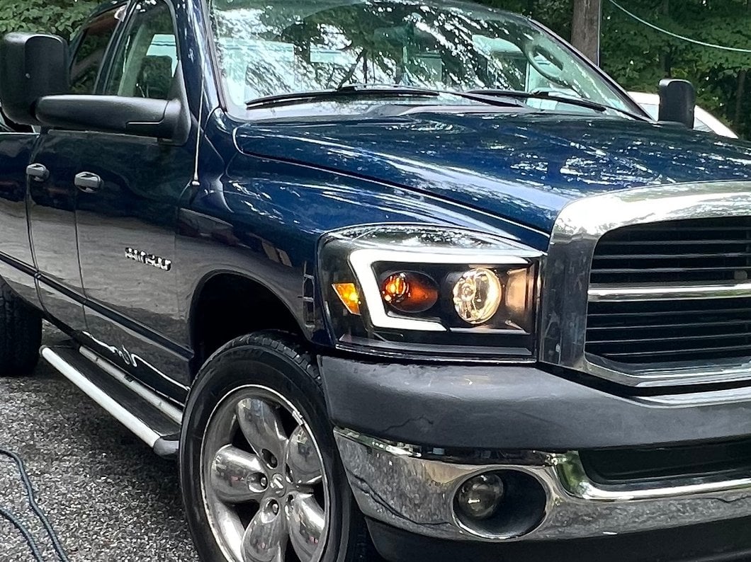 Raxiom Axial Series LED DRL Projector Headlights; Black Housing; Clear Lens (06-08 RAM 1500)