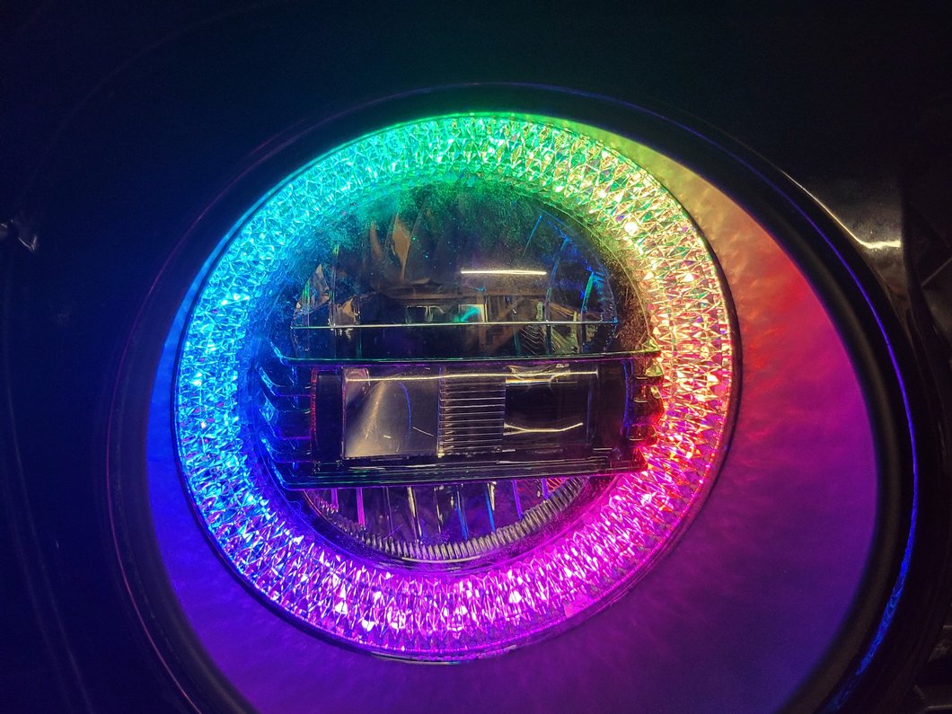 Raxiom Axial Series 9-Inch LED Headlights with RGB Halo; Black Housing; Clear Lens (20-25 Jeep Gladiator JT)
