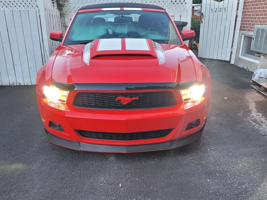 Raxiom Axial Series OEM Style Replacement Headlights; Black Housing with Chrome Accents; Clear Lens (10-12 Mustang w/ Factory Halogen Headlights)
