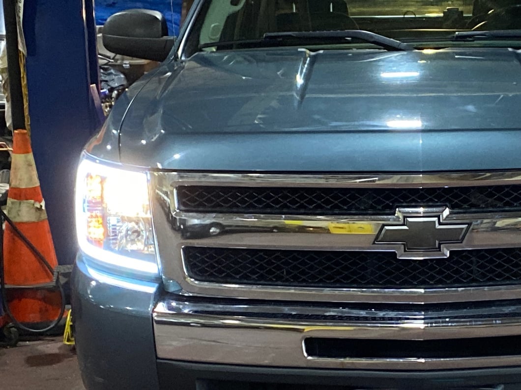 Raxiom Axial Series Headlights with LED Bar; Black Housing; Clear Lens (07-13 Silverado 1500)