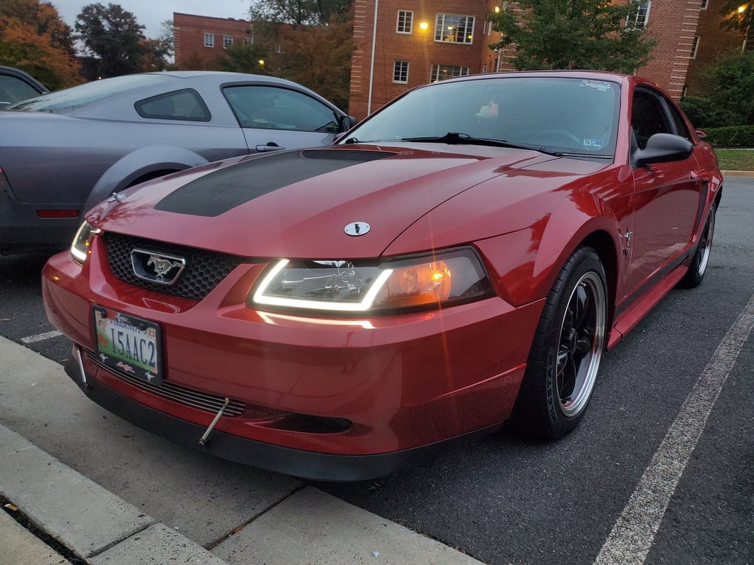 Raxiom Axial Series Headlights with LED Bar; Black Housing; Clear Lens (99-04 Mustang)