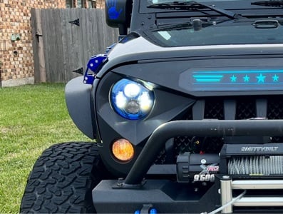 Raxiom 7-Inch LED Headlights; Blue Housing; Clear Lens (07-18 Jeep Wrangler JK)