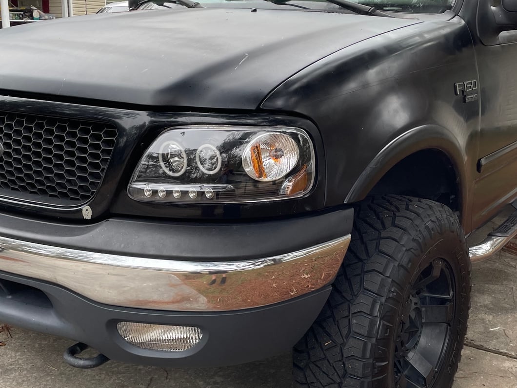 Raxiom Super White LED Halo Projector Headlights; Black Housing; Clear Lens (97-03 F-150)