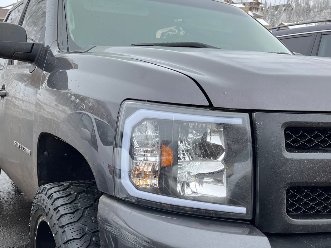 Raxiom Axial Series Headlights with LED Bar; Black Housing; Clear Lens (07-13 Silverado 1500)