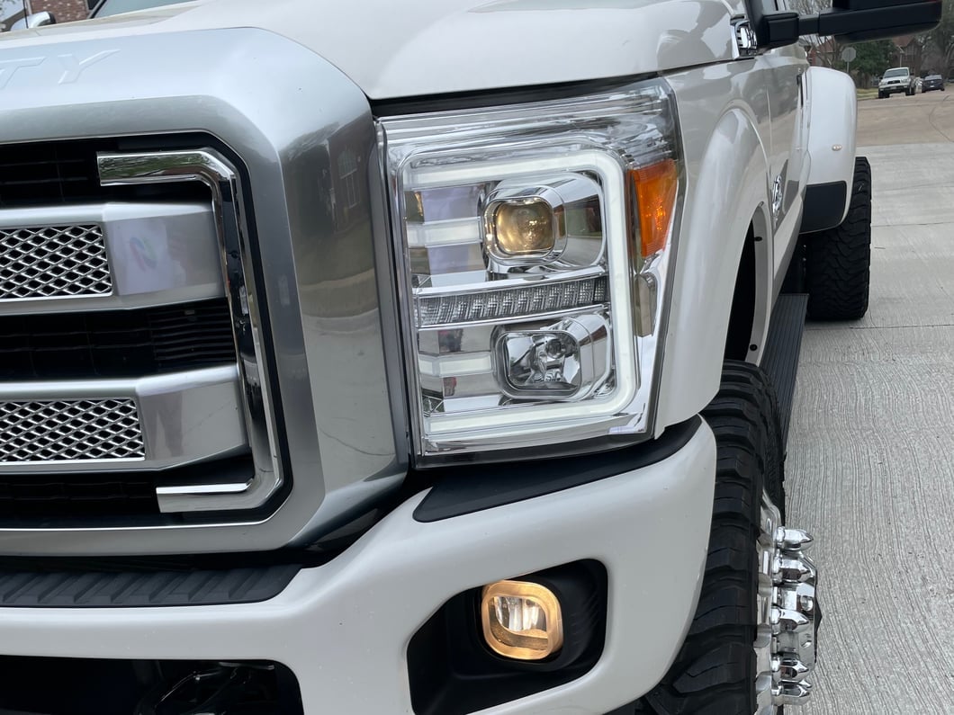 Raxiom LED Projector Headlights with Switchback Turn Signals; Chrome Housing; Clear Lens (11-16 F-350 Super Duty)