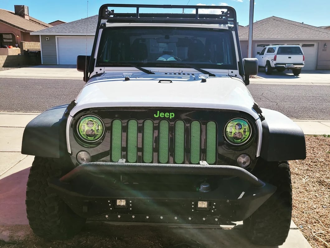 Raxiom 7-Inch LED Headlights; Green Housing; Clear Lens (07-18 Jeep Wrangler JK)