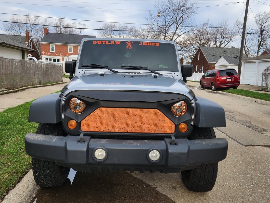 Raxiom 7-Inch LED Headlights; Orange Housing; Clear Lens (07-18 Jeep Wrangler JK)