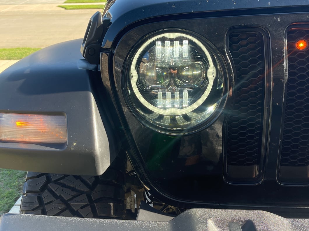 Raxiom Axial Series 9-Inch Angel Eye LED Headlights; Black Housing; Clear Lens (18-25 Jeep Wrangler JL)