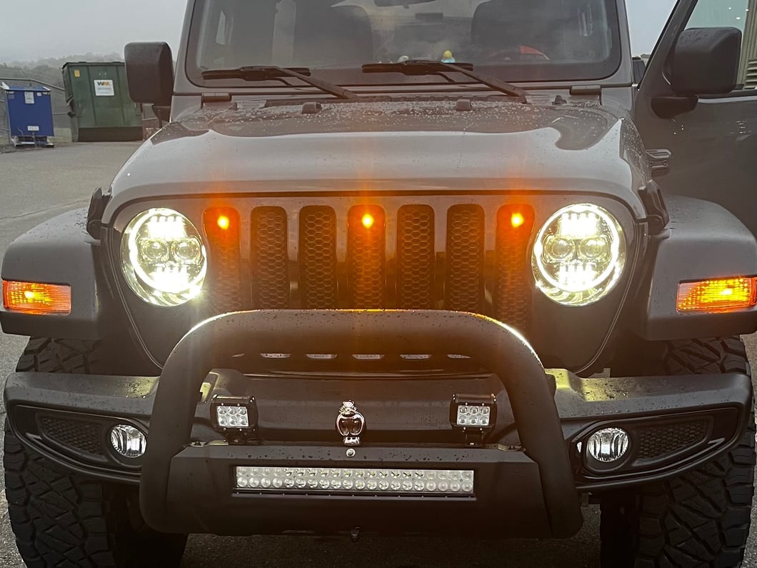 Raxiom Axial Series 9-Inch Angel Eye LED Headlights; Black Housing; Clear Lens (18-25 Jeep Wrangler JL)