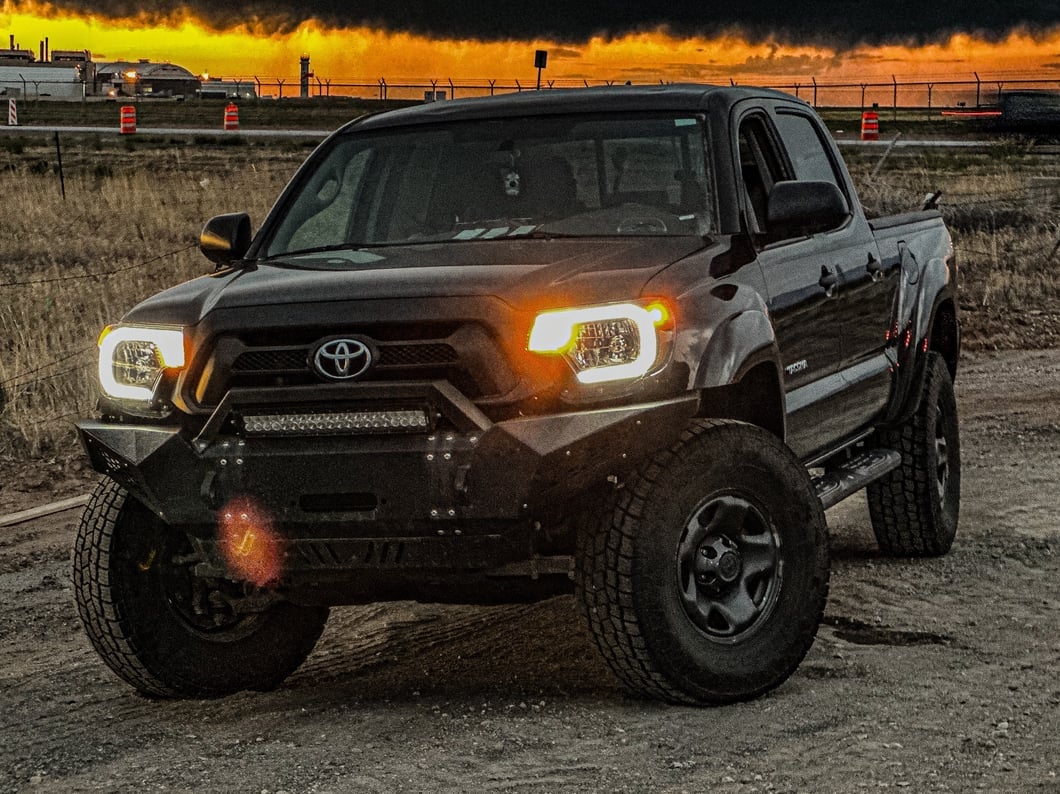 Raxiom Axial Series Headlights with LED Bar; Black Housing; Clear Lens (12-15 Tacoma)