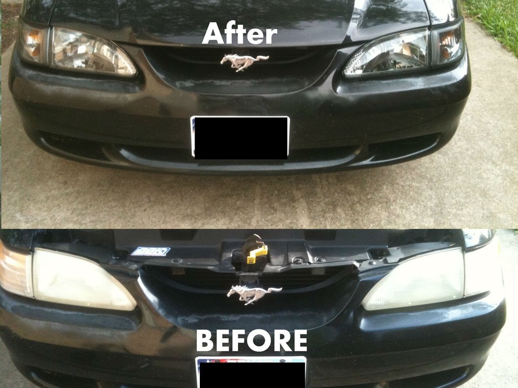 Raxiom Axial Series Cobra Style Headlights; Black Housing; Clear Lens (94-98 Mustang)