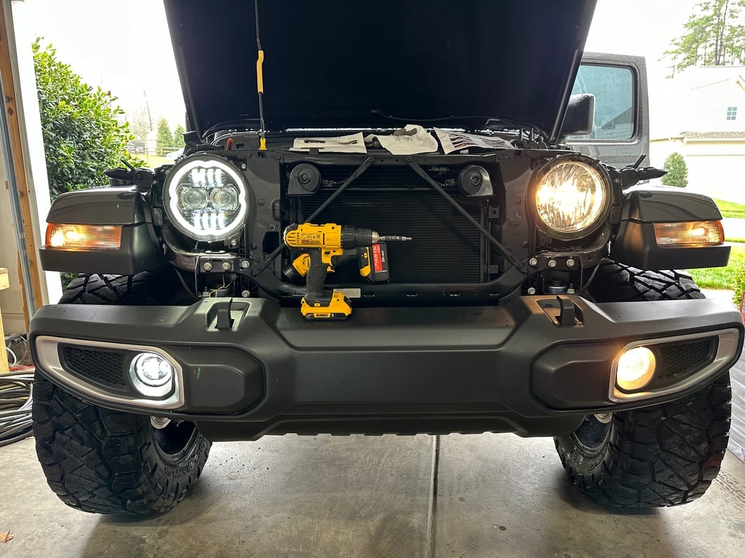 Raxiom Axial Series 9-Inch Angel Eye LED Headlights and LED Fog Lights; Black Housing; Clear Lens (20-25 Jeep Gladiator JT)