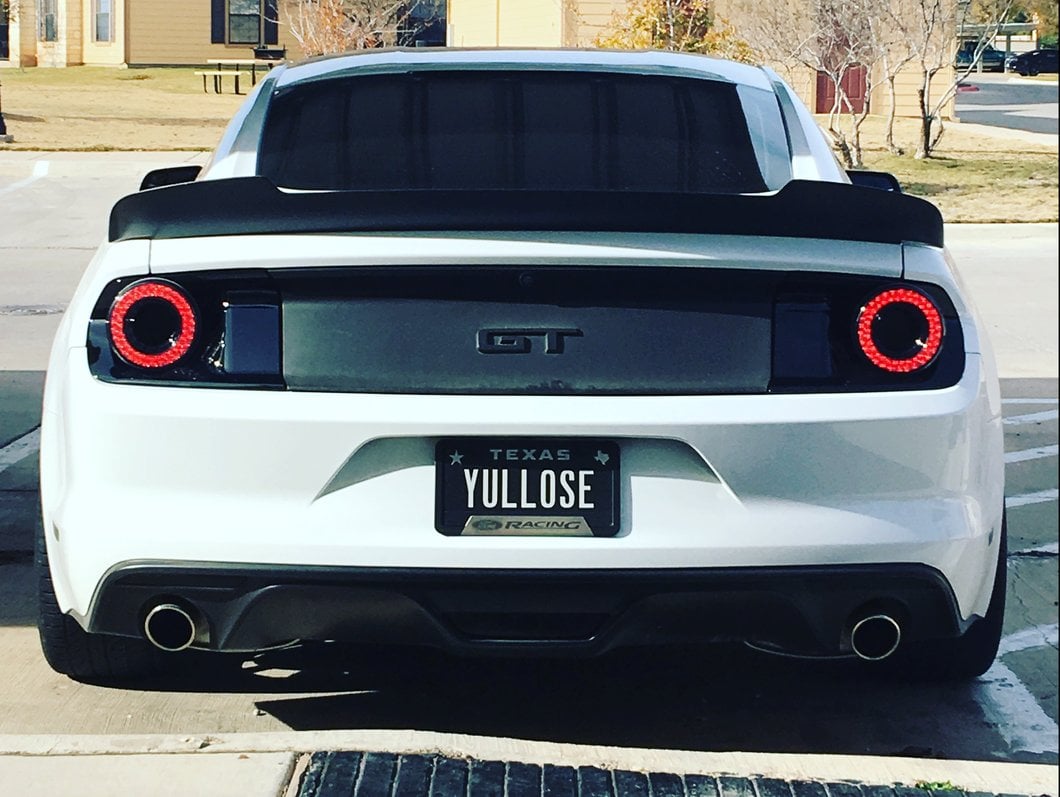 Raxiom Halo LED Tail Lights; Gloss Black Housing; Smoked Lens (15-23 Mustang)