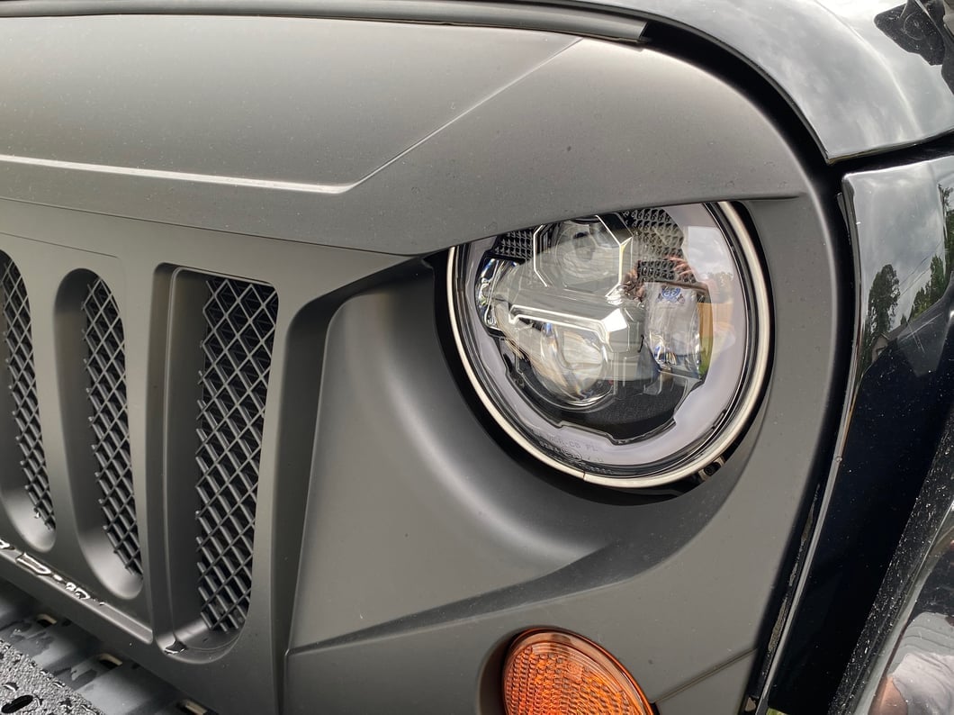Raxiom Axial Series 7-Inch LED Headlights with DRL Turn Signals; Black Housing; Clear Lens (07-18 Jeep Wrangler JK)