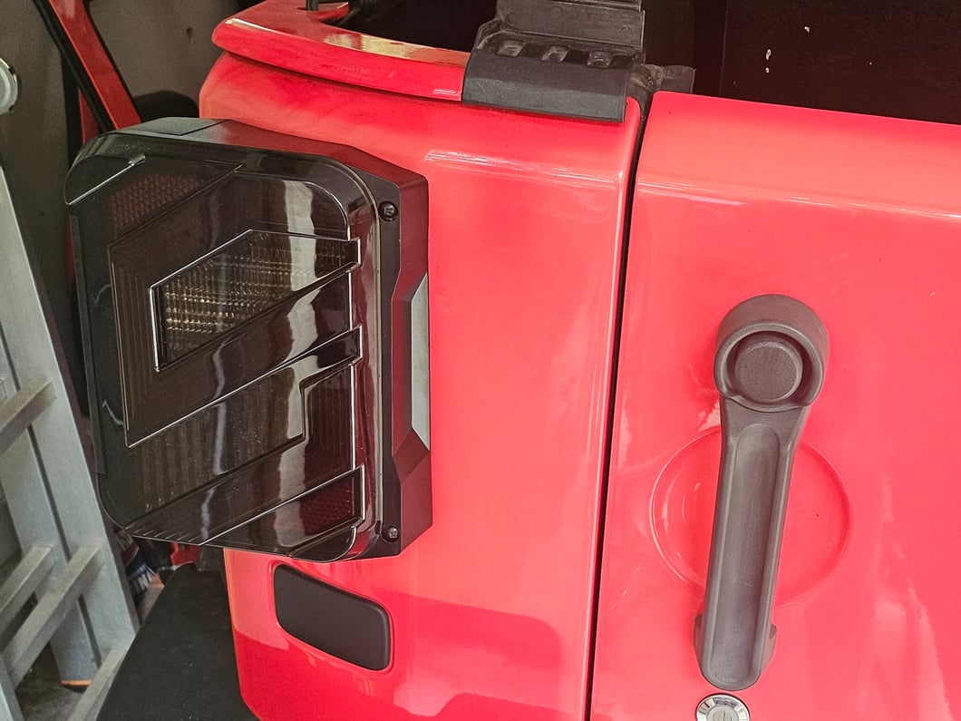 Raxiom Axial Series Trident LED Tail Lights; Black Housing; Smoked Lens (07-18 Jeep Wrangler JK)