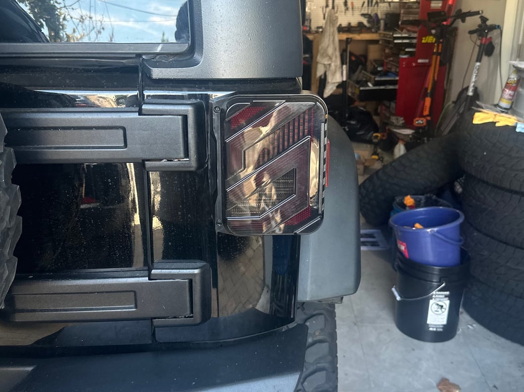 Raxiom Axial Series Trident LED Tail Lights; Black Housing; Smoked Lens (07-18 Jeep Wrangler JK)