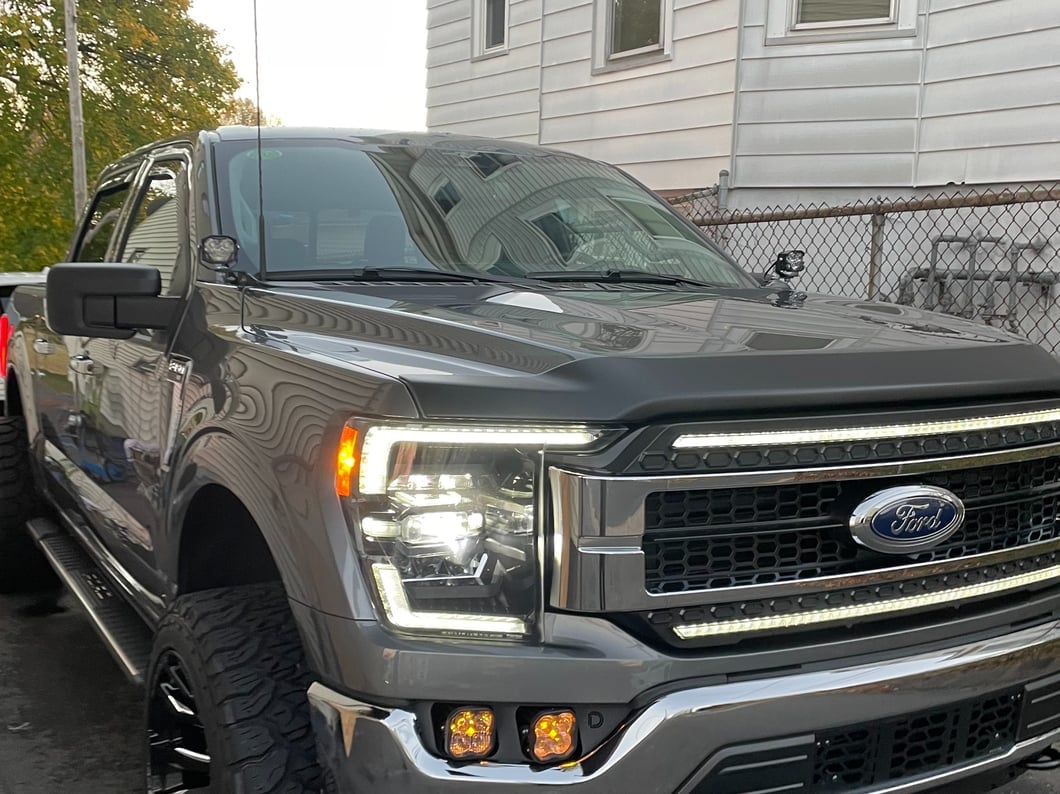 Raxiom CXR Series LED Headlights with White DRL; Black Housing; Clear Lens (21-23 F-150 w/ Factory Halogen Headlights)