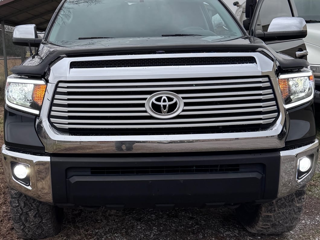 Raxiom Axial Series Headlights with LED Bar; Black Housing; Clear Lens (14-21 Tundra w/ Factory Halogen Headlights)