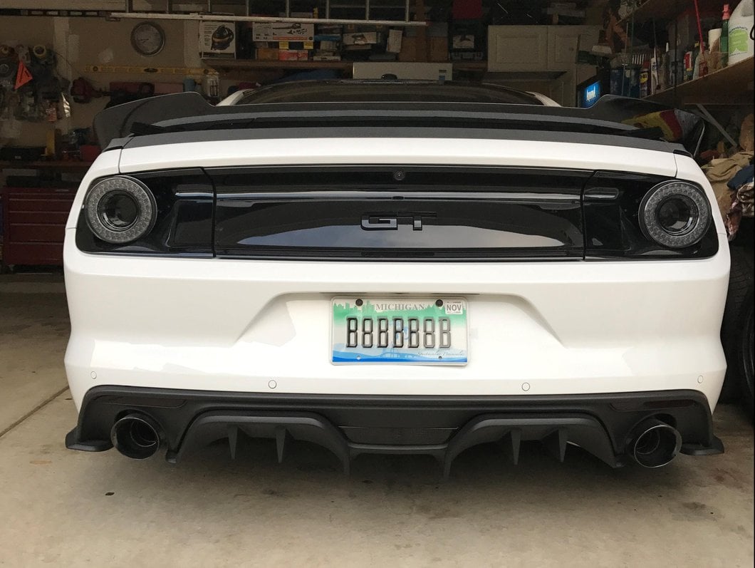 Raxiom Halo LED Tail Lights; Gloss Black Housing; Smoked Lens (15-23 Mustang)