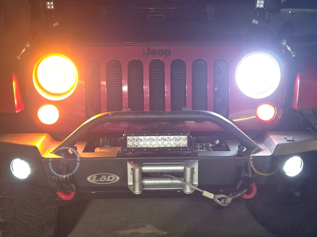 Raxiom High Output LED Headlights with Angel Eye DRL; Black Housing; Clear Lens (07-18 Jeep Wrangler JK)