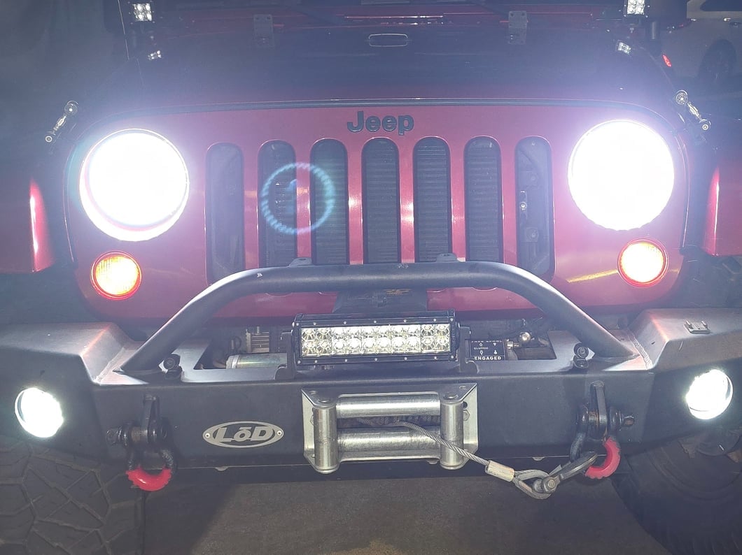 Raxiom High Output LED Headlights with Angel Eye DRL; Black Housing; Clear Lens (07-18 Jeep Wrangler JK)