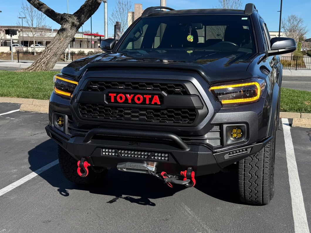 Raxiom CXR Series V2 LED Projector Headlights; Black Housing; Clear Lens (16-23 Tacoma w/ Factory Halogen DRL)