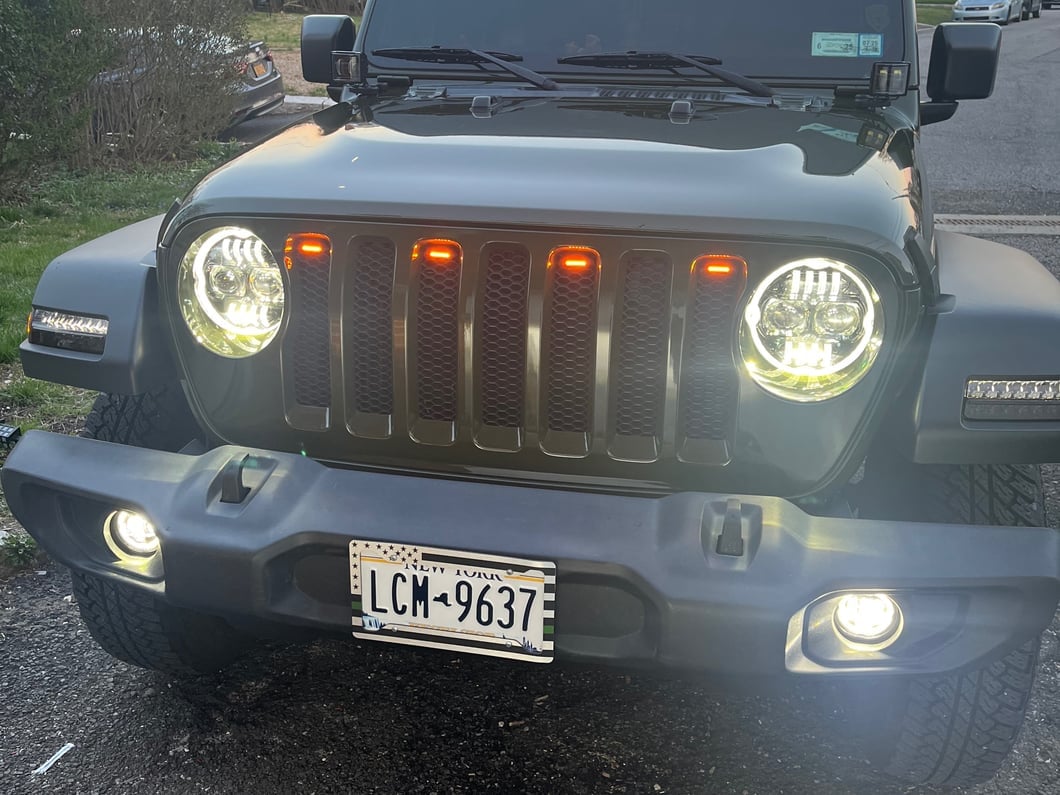 Raxiom Axial Series 9-Inch Angel Eye LED Headlights and LED Fog Lights; Black Housing; Clear Lens (18-25 Jeep Wrangler JL)