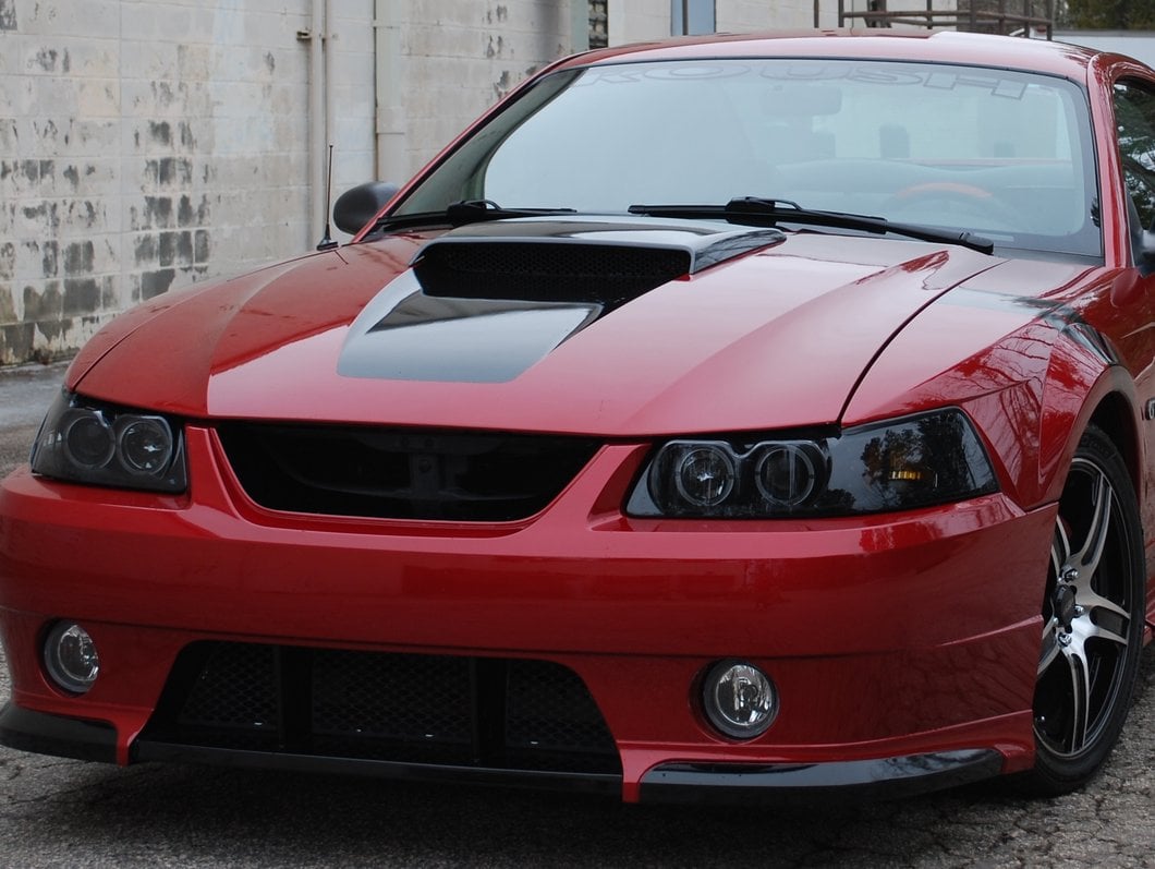 Raxiom Dual LED Halo Projector Headlights; Black Housing; Smoked Lens (99-04 Mustang)